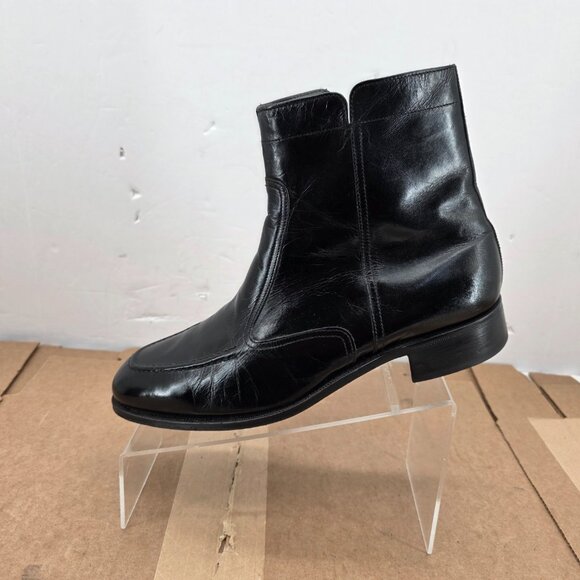 Vtg Florsheim Boots Mens 11 EEE Duke Side Zip Elvis Beatle Retro 532803 Black - Picture 1 of 9